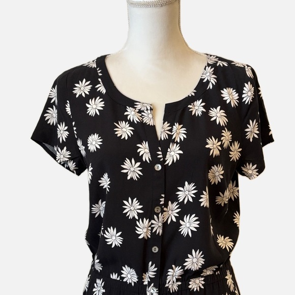 J. Jill Daisy Print Ruffle Hem Short Sleeve Midi Flowy Dress Small (No Belt) - Picture 3 of 11